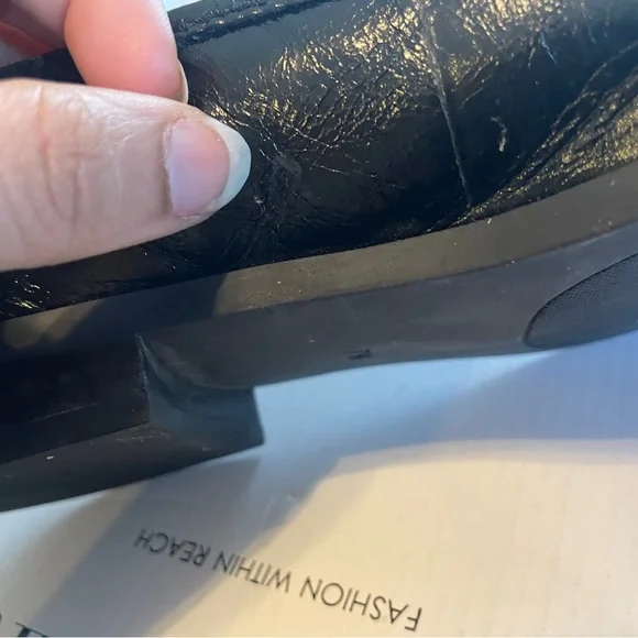 Michael Kors Black Leather Loafers Size 7M Gold Logo Slip-On Flats - Picture 5 of 8